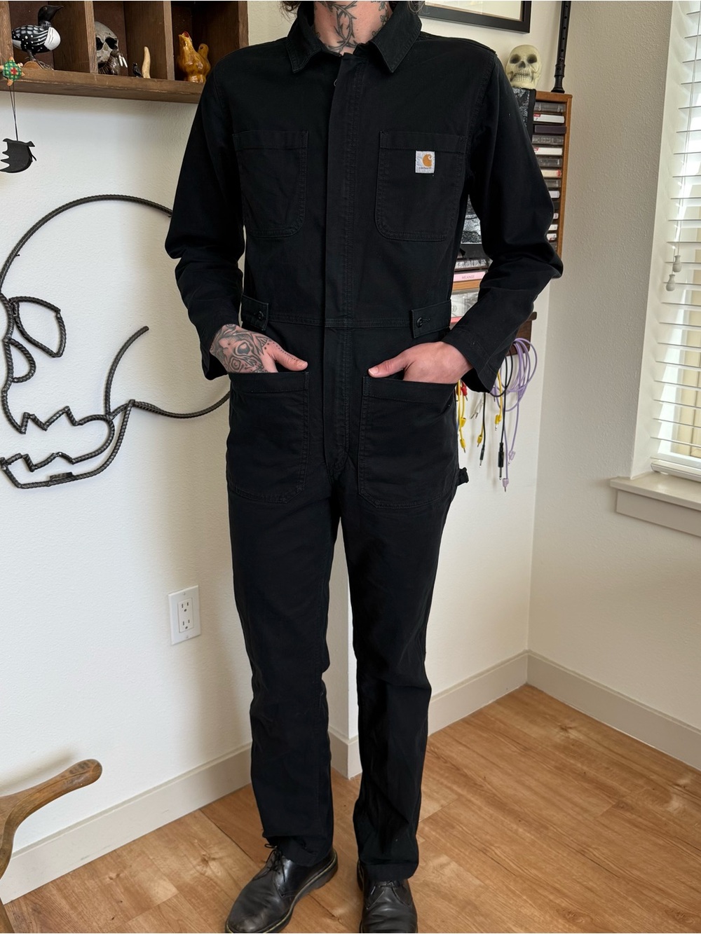 Carhartt Black Rugged Flex Relaxed Fit Canvas Coverall Jumpsuit ~ Size XS